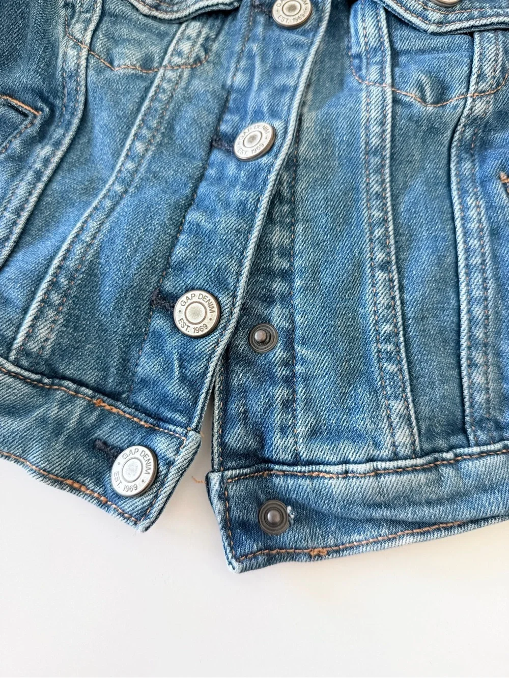 GAP Girls Blue Denim Jacket with Puff Shoulders Size 3